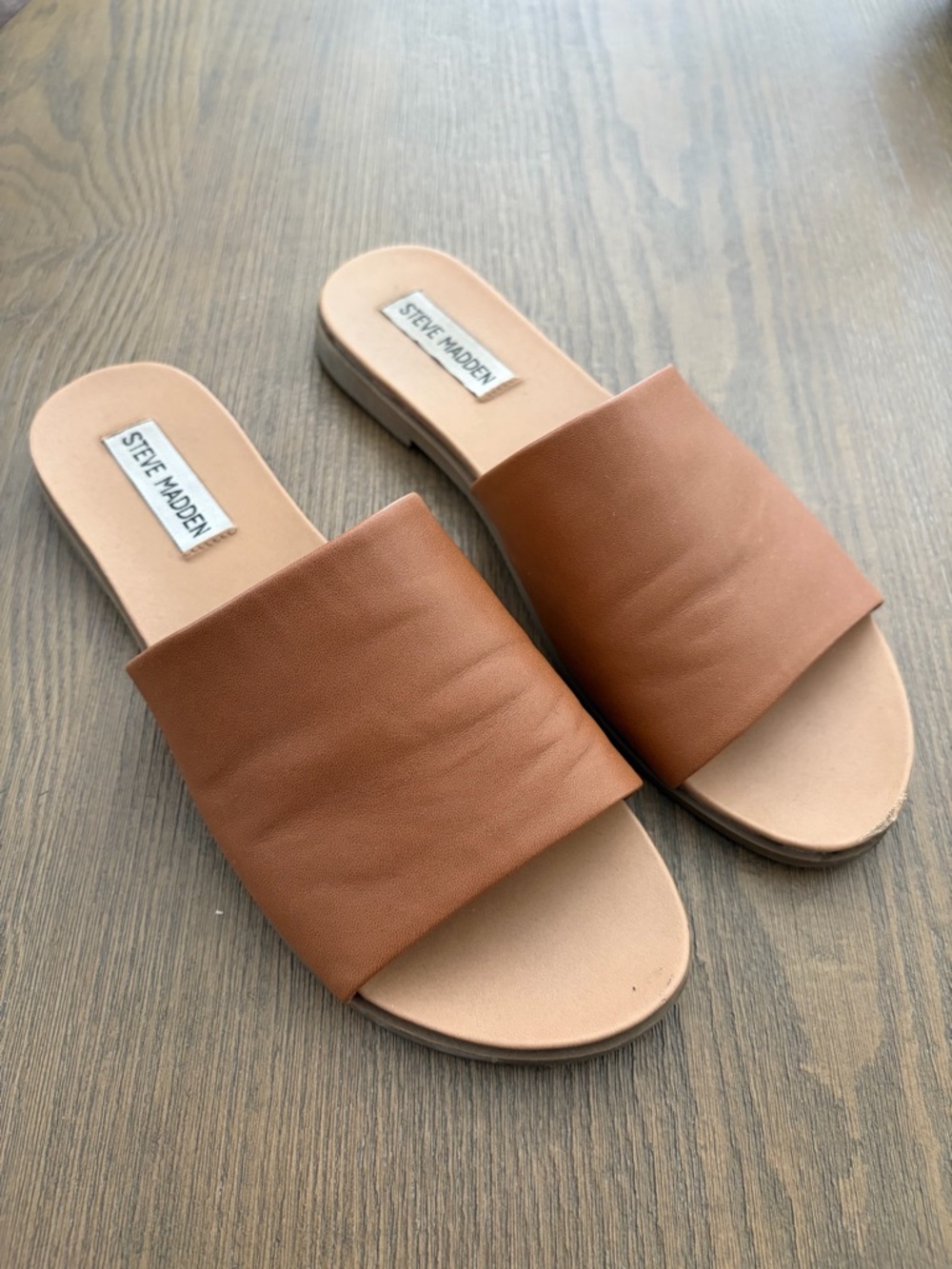 Steve Madden Karolyn Cognac Leather Sandals - Brown, Size 8